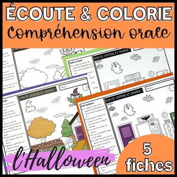 Preview of French Halloween Listening Comprehension - Listen & Draw - Écoute et colorie