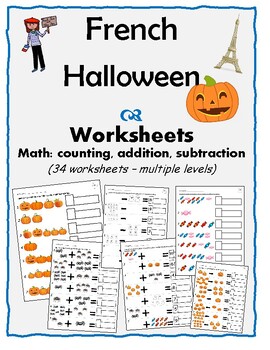 Preview of French - Halloween - Math - Counting, Addition, Subtraction - 34 Worksheets