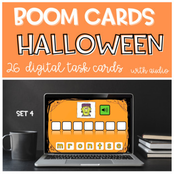 Preview of French Halloween Spelling Vocabulary BOOM CARDS Digital Game Audio | Set 4