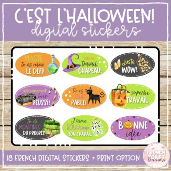 Preview of French Halloween Stickers (Digital + Printable) | Halloween