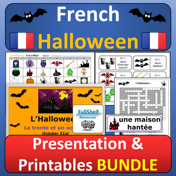Preview of French Halloween Unit BUNDLE L'Halloween Vocabulary Activities in French