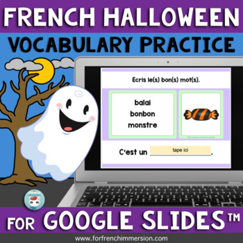 Preview of French Halloween Vocabulary Activities for Google Slides™ | L'Halloween