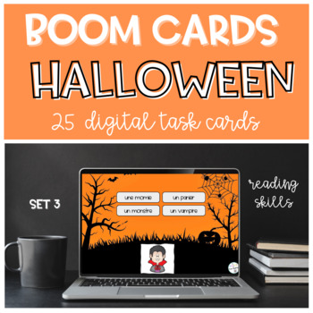 Preview of French Halloween Vocabulary BOOM CARDS Reading SET 3 | Digital Game