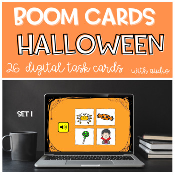 Preview of French Halloween Vocabulary BOOM CARDS with audio SET 1