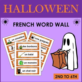 Preview of French Halloween Vocabulary Word Wall