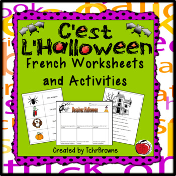 Preview of French Halloween Worksheets and Activities