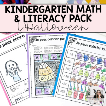 Preview of French Halloween Worksheets for Kindergarten and Grade 1 | NO PREP