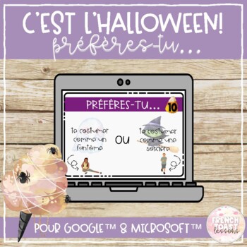 Preview of French Halloween Would You Rather Digital Slides | L'Halloween