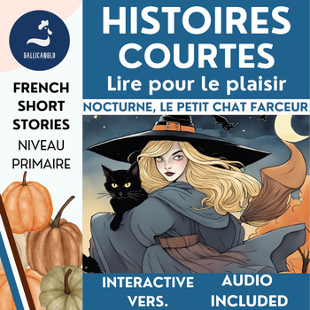 Preview of French Halloween short story for beginners Histoire niveau Primaire + audio
