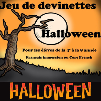 Preview of French Halloween vocabulary guessing game:Jeu de devinettes Halloween
