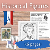 French Historical Figure Unit with 20 Bios, Coloring Pages