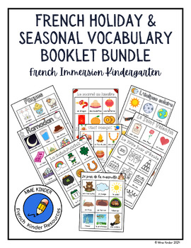 Preview of French Holiday and Seasonal Vocabulary Booklet Bundle