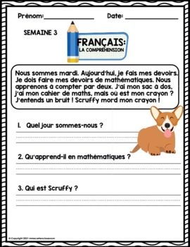 the homework in french