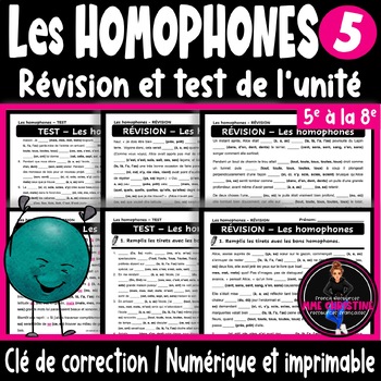 French Homophones I Les homophones # 5 I Révision I Test I Clé de ...