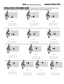 Chromatic Scale For Concert Band Worksheets Teaching Resources Tpt
