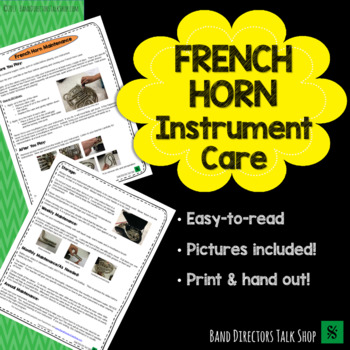 Preview of Band Instrument Care - French Horn FREEBIE!