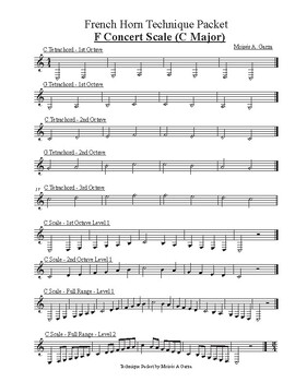 Preview of French Horn - Technique Packet