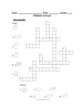 French House PUZZLES WORKSHEETS Crossword Matching Word search   MORE