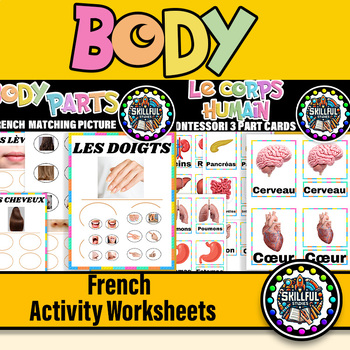 Preview of French Human Body Montessori 3 Part Cards | Body Non-Identical Matching Picture