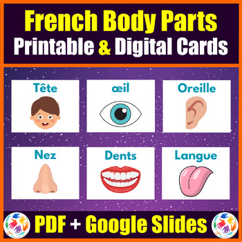 French Human Body Parts Vocabulary cards. Printable & Digital + Google ...