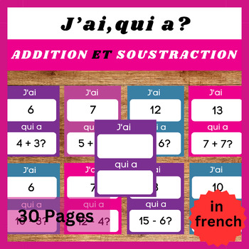Preview of French I Have, Who Has? Math Games: Addition to 20, Subtraction to 20