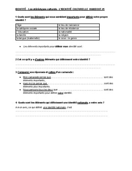 Preview of French IB_Identite Culturelle_Student handout#1