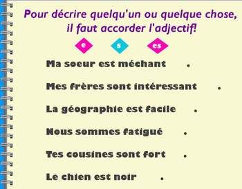 Preview of French II adjective review flipchart