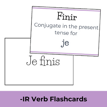 Preview of French -IR Verb Game Print and Go Flashcards for Beginners