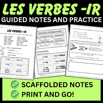 Preview of French IR Verbs Guided Notes