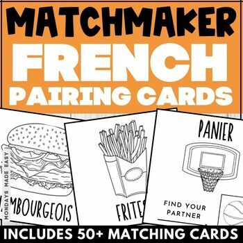 Preview of French Icebreaker - Partner Pairing Cards for Groups - 50 Partner Matching Cards