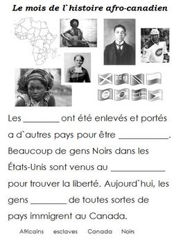 Preview of French Immersion, Celebration no.21 - Black History/L`histoire afro-canadien