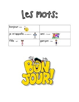 Preview of French Immersion Weekly Words Homework, Bell Work, Practice Weeks 1-5 Combined