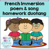 French Immersion homework duotang - poems and songs - and activities