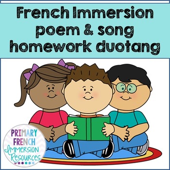 Preview of French Immersion homework duotang - poems and songs - and activities