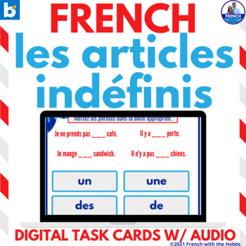 French Indefinite Articles Boom™ Digital Task Cards les articles indéfinis