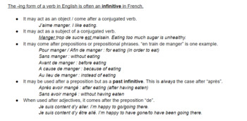 Preview of French Infinitives and Present Participles