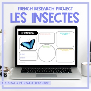 Preview of French Insect Research Project | Printable & Digital | Distance Learning