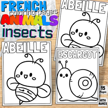 Preview of French Insects Animal Labels Printable Coloring Pages | Forest & Jungle Book