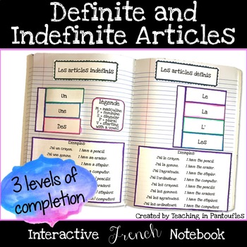 Preview of French Definite and Indefinite Articles Foldable: French Interactive Notebook