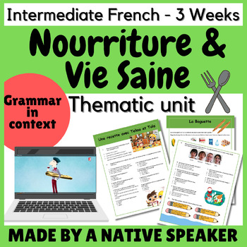 Preview of FRENCH FOOD UNIT Activités pour la Nourriture | No Prep 3 weeks for Intermediate