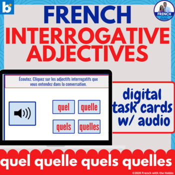 Preview of French Interrogative Adjectives Digital Task Cards quel quelle quels quelles