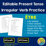 French Irregular Verb ETRE Present Tense EDITABLE Worksheets