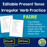 French Irregular Verb FAIRE Present Tense EDITABLE Worksheets