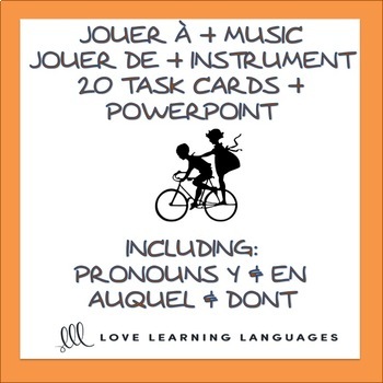 Preview of French JOUER À and JOUER DE Challenge Task Cards and Pronouns Activity