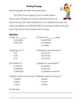 French Je Me Presente Reading Assessment By La Vie En Francais Tpt