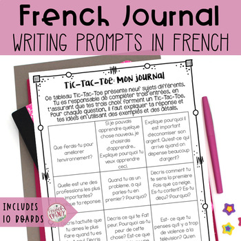 Preview of French Journal Writing Ideas - Mon journal quotidien (90 writing prompts)