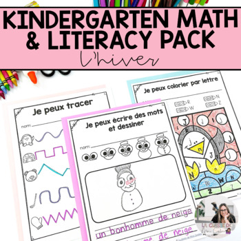 Preview of French Kindergarten Winter Math and Literacy Worksheets