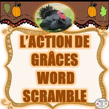 Preview of French L' Action De Grâce Word Scramble