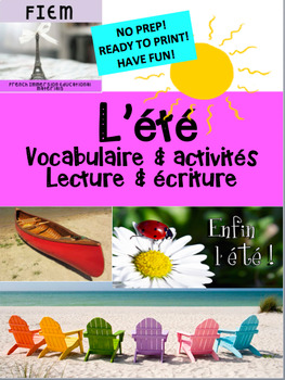 Preview of French: L'été: 17 Activités, Langage, écriture, bricolage: NO PREP!