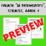 French: "La Biodiversité", Sciences, Grade 6